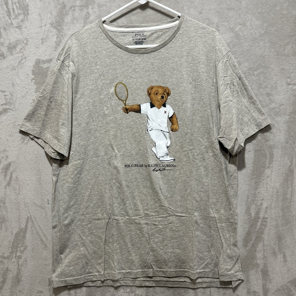 Polo Ralph Lauren T-Shirt Mens 2XL Tennis Polo Bear Graphic Tee Preppy Old Money